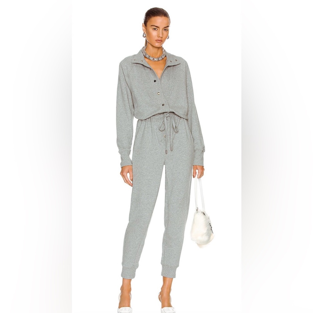 Veronica Beard Finn Heather Gray Jumpsuit Drawstring WaistFrench Terry Size L
